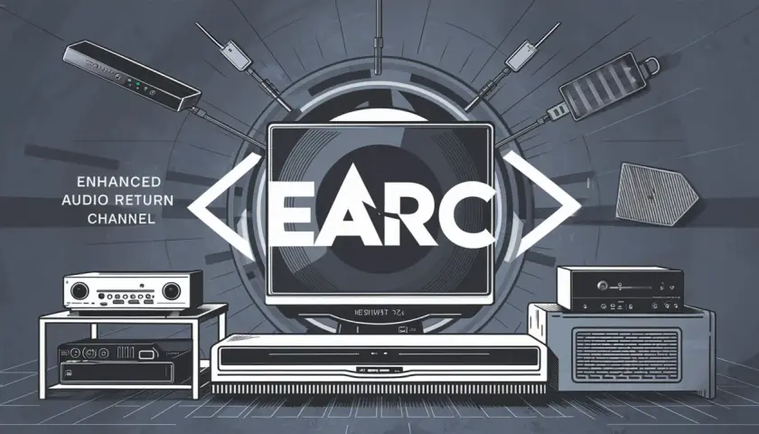 Earc - Enhanced Audio Return Channel. Nowoczesny sprzęt audio i wideo, w tym telewizor i amplitunery, gotowe do dźwięku przestrzennego.